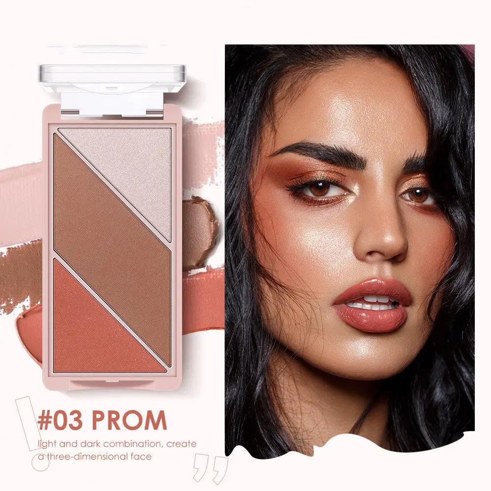 3 In 1 Contouring Palette With Multi Use Shadows And Blush For On The Go Makeup Essentials by null