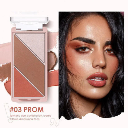 3 In 1 Contouring Palette With Multi Use Shadows And Blush For On The Go Makeup Essentials by null