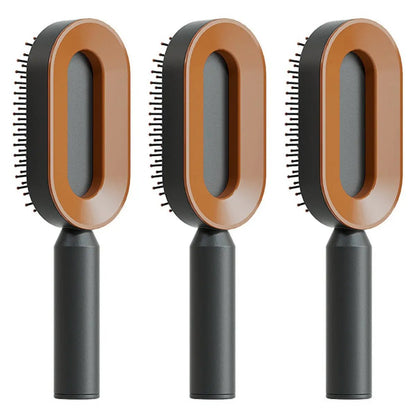 Self Cleaning Hair Brush For Women One-key Cleaning Hair Loss Airbag Massage Scalp Comb Anti-Static Hairbrush by null