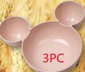 Wheat Straw Childrens Cartoon Bowl Set With Mickey Theme Kids Tableware Eco Friendly Gift by null