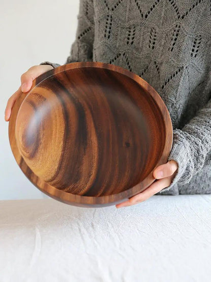 Handmade Wooden Bowl Natural Wood Kitchen Fruit Salad Bowl Japanese Style Decorative Lightweight Non Slip Heat Resistant by null