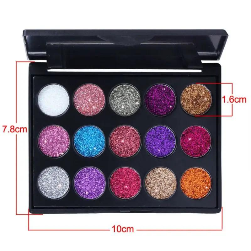 Waterproof Glitter Eyeshadow Palette Diamond Textured Pigments 15 Color Shimmer Kit for Eyes and Cheeks by null