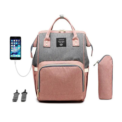 Lequeen Multifunctional Large Capacity Mummy Bag Diaper Bag With Shoulder And Crossbody Straps Oxford Cloth by null