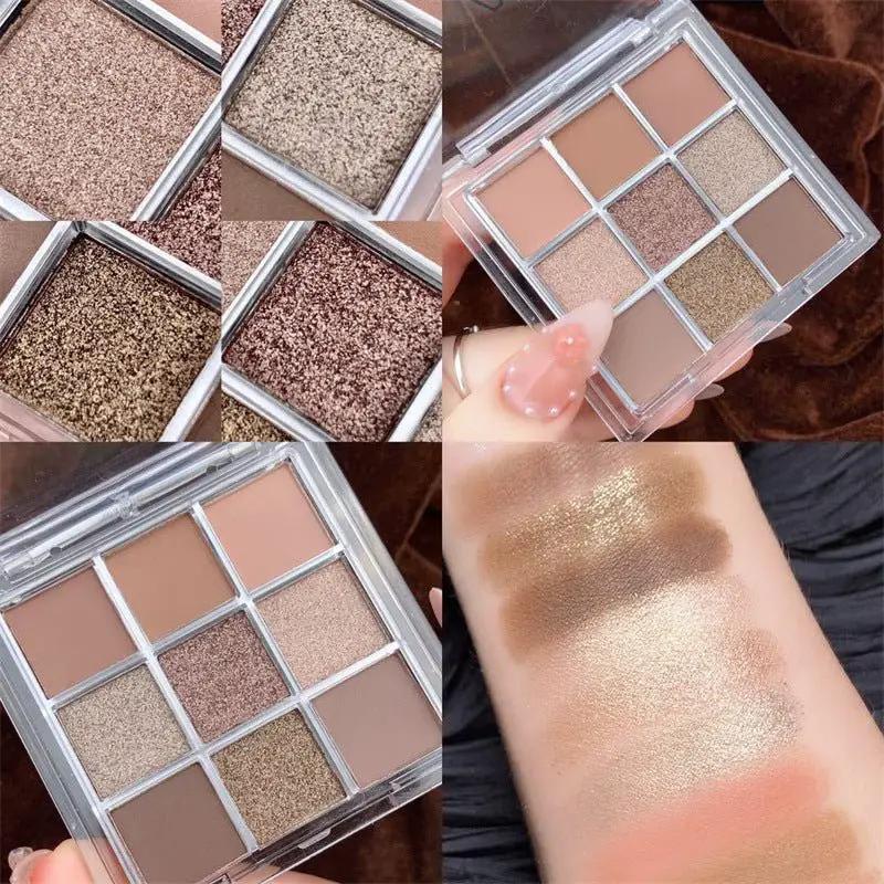 Nine Color Clear Acrylic Eyeshadow Palette With Transparent Nine Square Layout For Effortless Day To Night Looks by null