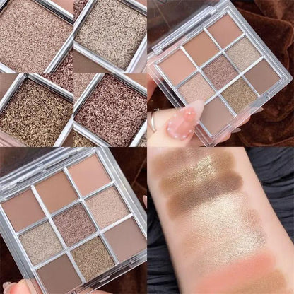 Nine Color Clear Acrylic Eyeshadow Palette With Transparent Nine Square Layout For Effortless Day To Night Looks by null
