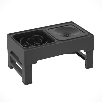 Stainless Steel Double Dog Bowls On Adjustable Height Stand Elevates Food And Water For Dogs by null