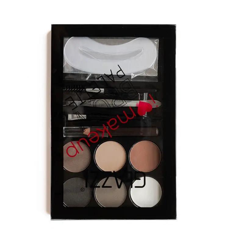 Natural Brown Eyebrow Powder Palette And Stamp Waterproof Makeup Kit For Full Shaping And Definition by null