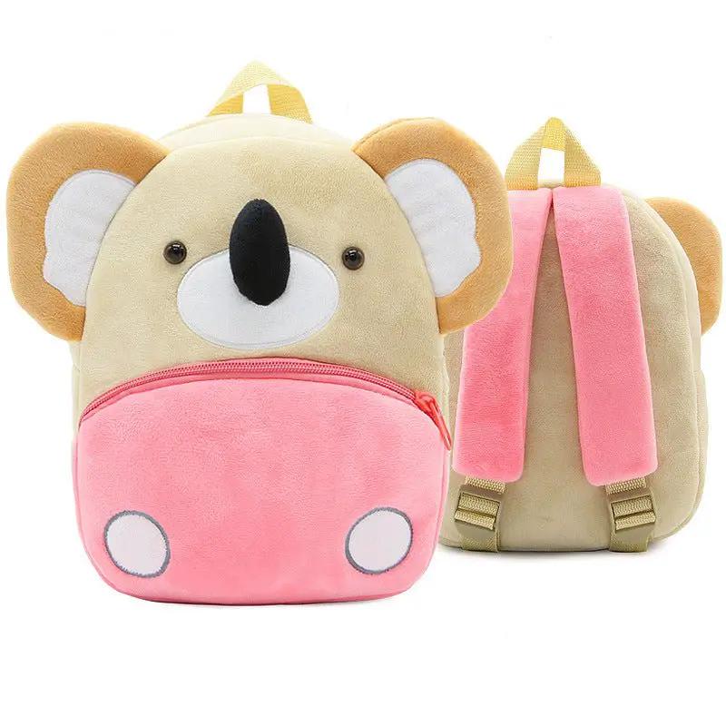 Kindergarten Kids Small School Bag Animal Backpack Cartoon Cute Cloth Bag With Zipper Pocket by null