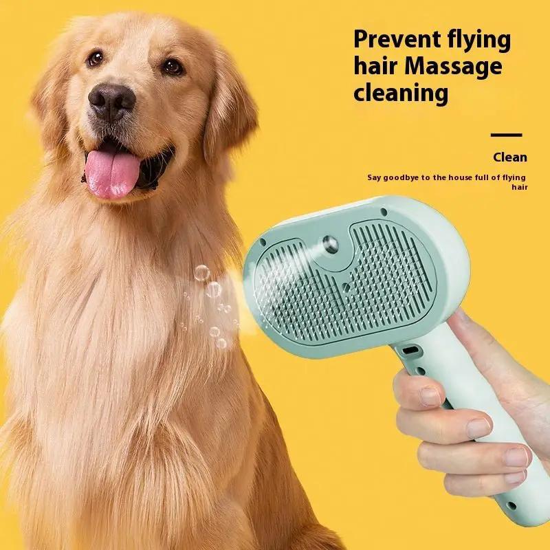 Pet Hair Comb Spray Dematting Brush For Dogs And Cats Water Mist Humidifier Grooming Tool Plastic by null