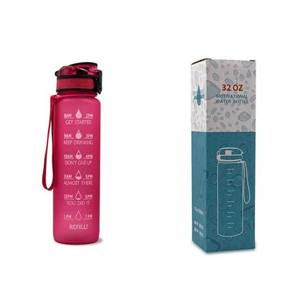Leakproof 1L Tritan Water Bottle with Time Marker - Cycling Motivational Sports Fitness Cup by null