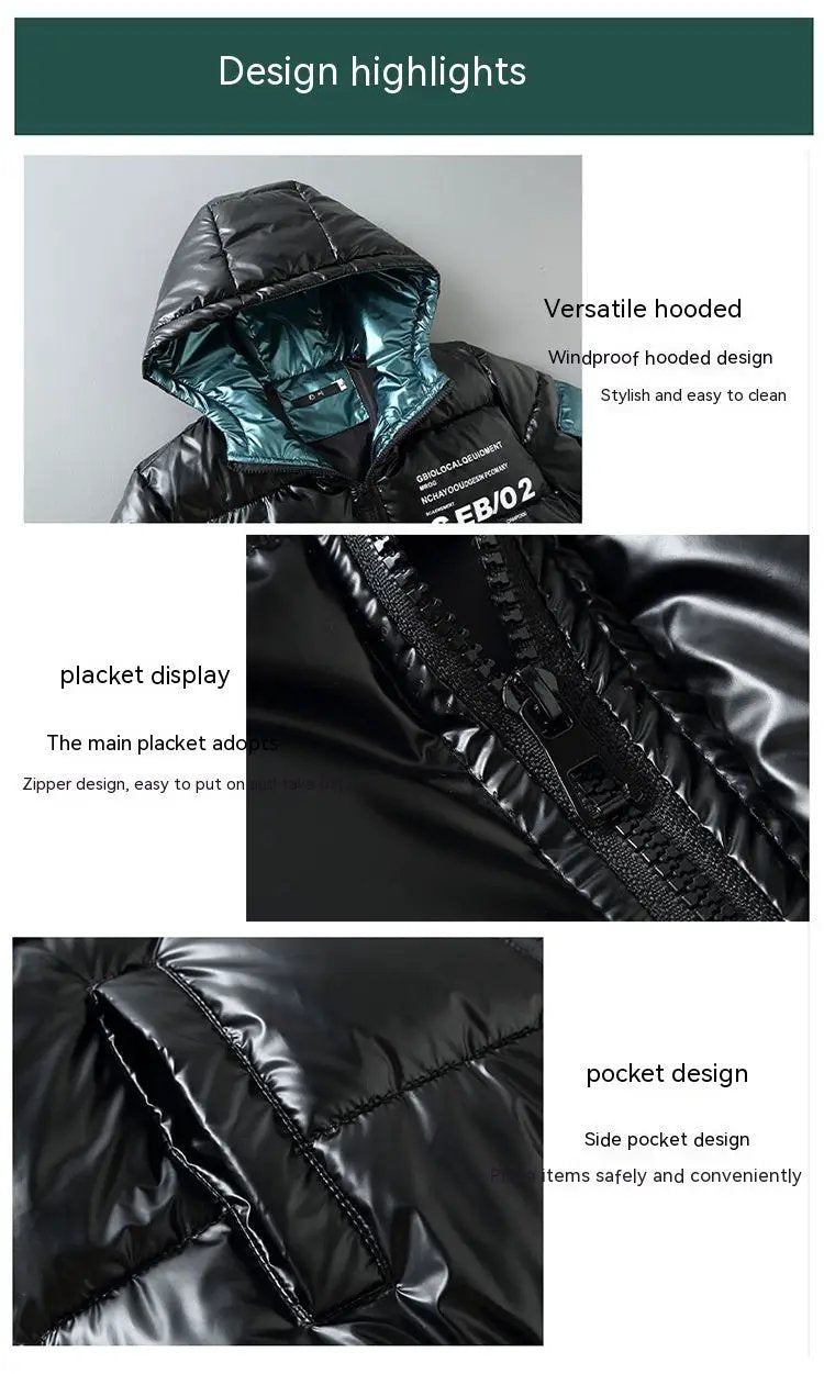 Winter Down Thick Bright Leather Cotton-padded Jacket by Zeny Home & Beauty