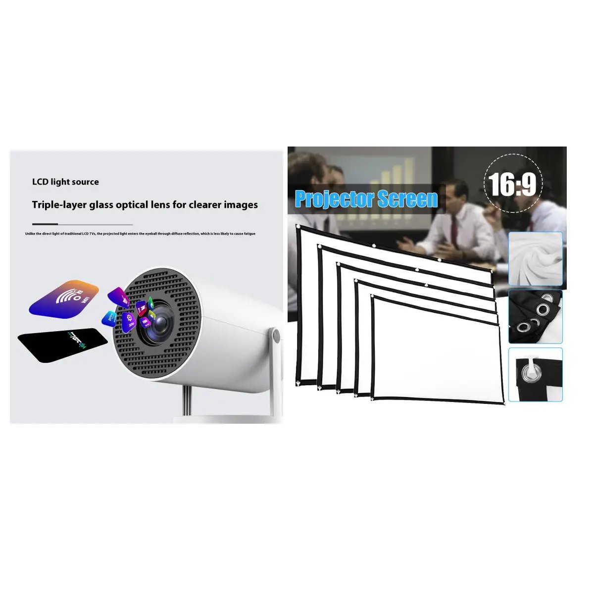 Portable Projector Small Straight Projector For Home Use 180 Degrees Projection Angle Automatic Focus Home Video Projector by null