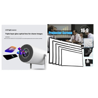 Portable Projector Small Straight Projector For Home Use 180 Degrees Projection Angle Automatic Focus Home Video Projector by null