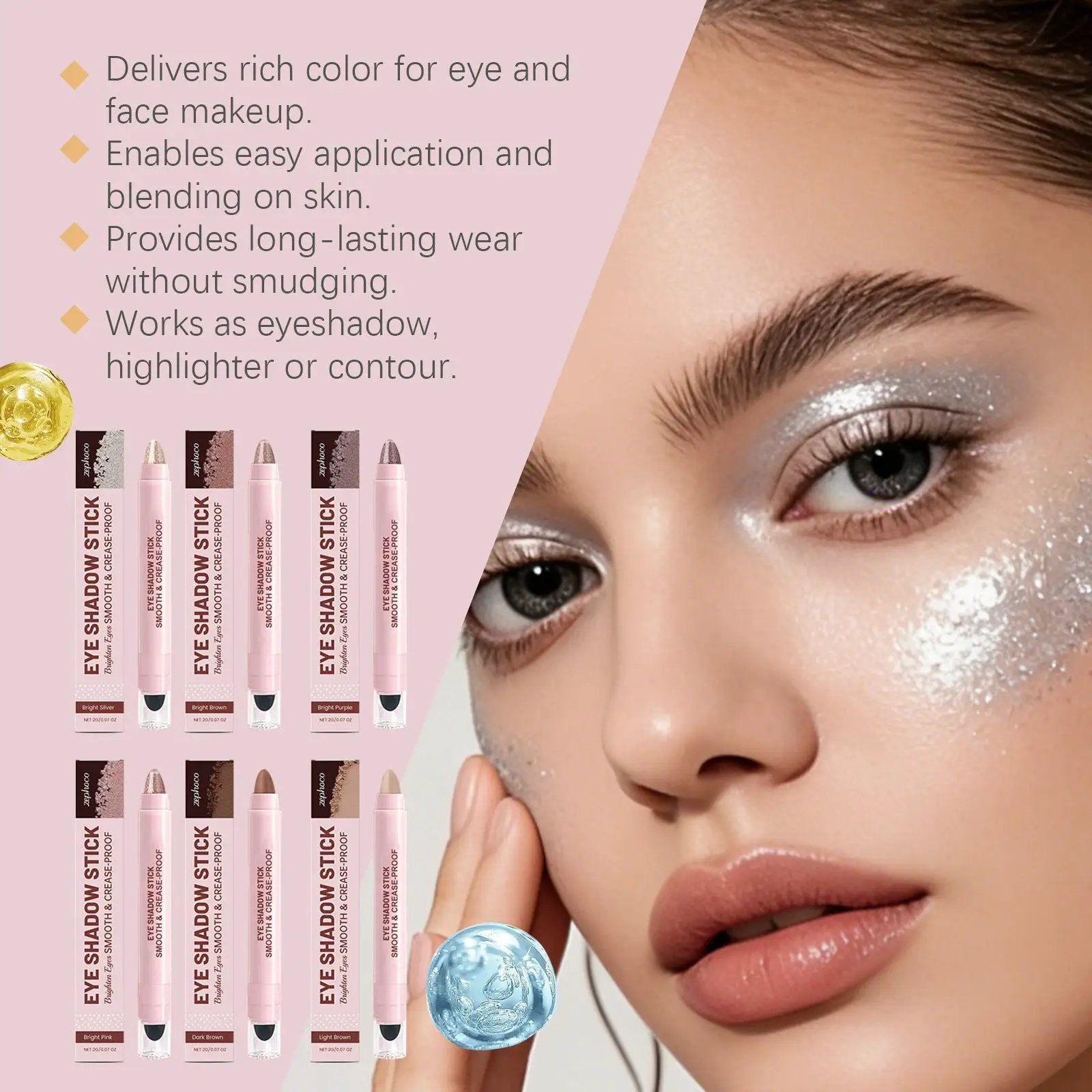 Shadow Stick Instant Eye Color Creamy Eye Shadow Stick For Effortless Application And Blending by null
