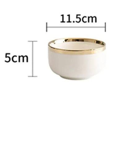 Porcelain Wedding Gifts Set Platinum Bowls And Plates With Gold Trim 4.5 Inch Bowl And 8 Inch Shallow And Deep Dishes by null