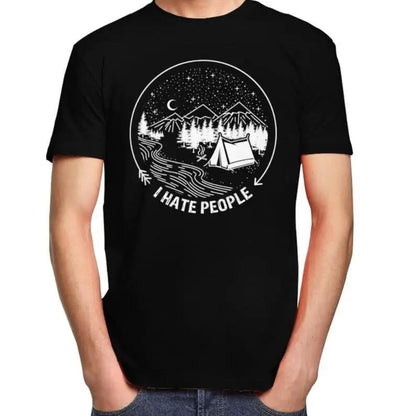 European And American Nocturne I Hate People's Digital Printing Casual Round Neck Short Sleeves T-shirt by Zeny Home & Beauty
