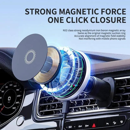 Car Magnetic Phone Holder With Wireless Charging Mount For Hands Free Navigation Calls And Music On Any Metal Surface by null