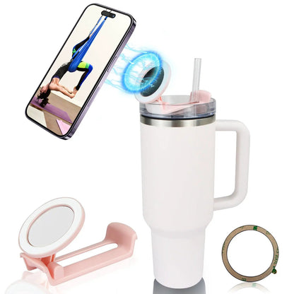 Magnetic Car Cup Holder Phone Mount Dual Function Accessory for Secure Phone Access and Beverage Safety by null