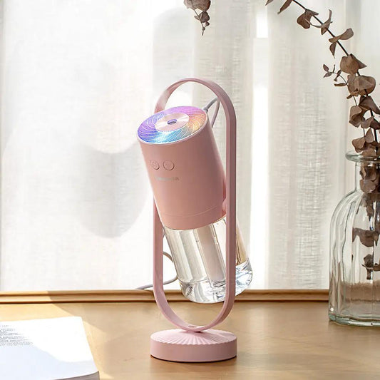 Pink USB Ultrasonic Mini Air Humidifier With Projection Night Lights for home or office