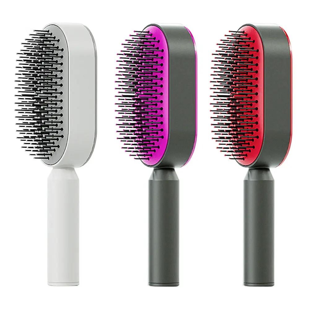 Self Cleaning Hair Brush For Women One-key Cleaning Hair Loss Airbag Massage Scalp Comb Anti-Static Hairbrush by null