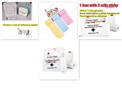 Portable Mini Thermal Label Printer Home Photo Printer Student Wrong Question Printer Bluetooth-compatible Mini Label Printer Price Tag by null
