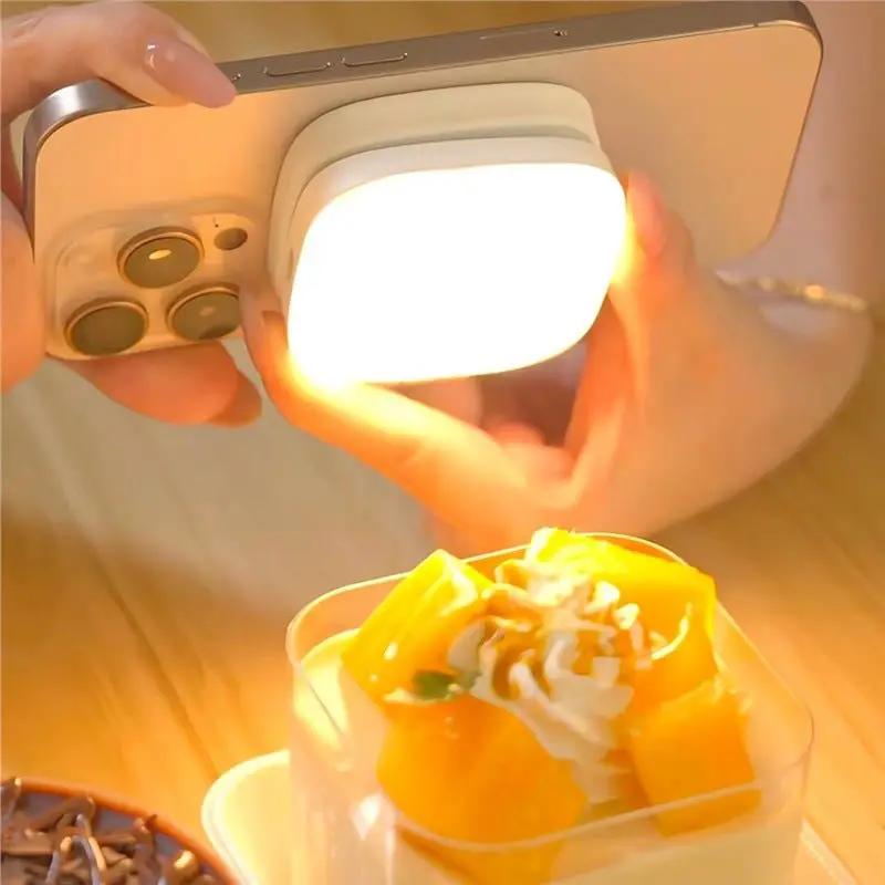 Live Streaming Fill Light For Mobile Phone With Magnetic Suction 48 LED 3000K To 6500K 2W Type C Battery 850mAh by null