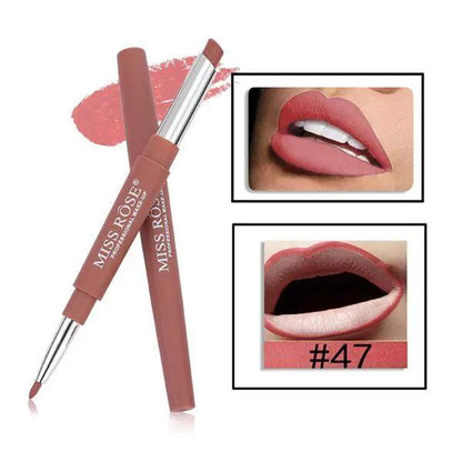Three In One Lipstick Pen With Lip Liner Dual Ended Tool For Precise Lip Liner And Rich Lip Color by null
