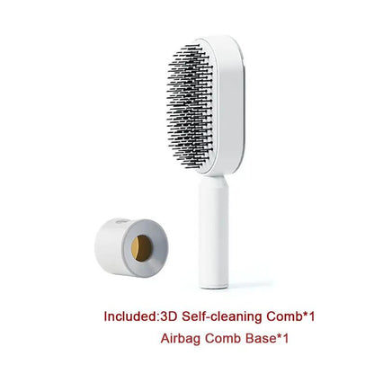 Self Cleaning Hair Brush For Women One-key Cleaning Hair Loss Airbag Massage Scalp Comb Anti-Static Hairbrush by null