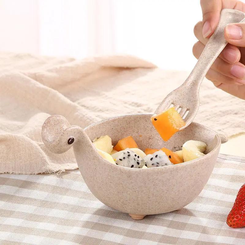 Eco Friendly Wheat Straw Dinosaur Bowls for Babies Cute Tiny Dinosaur Shaped Bowls Non Slip Base Lightweight by null