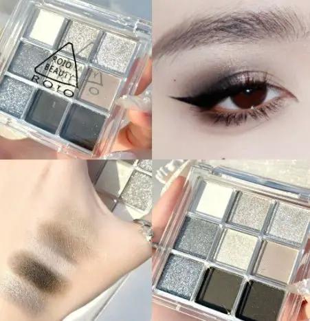 Nine Color Clear Acrylic Eyeshadow Palette With Transparent Nine Square Layout For Effortless Day To Night Looks by null