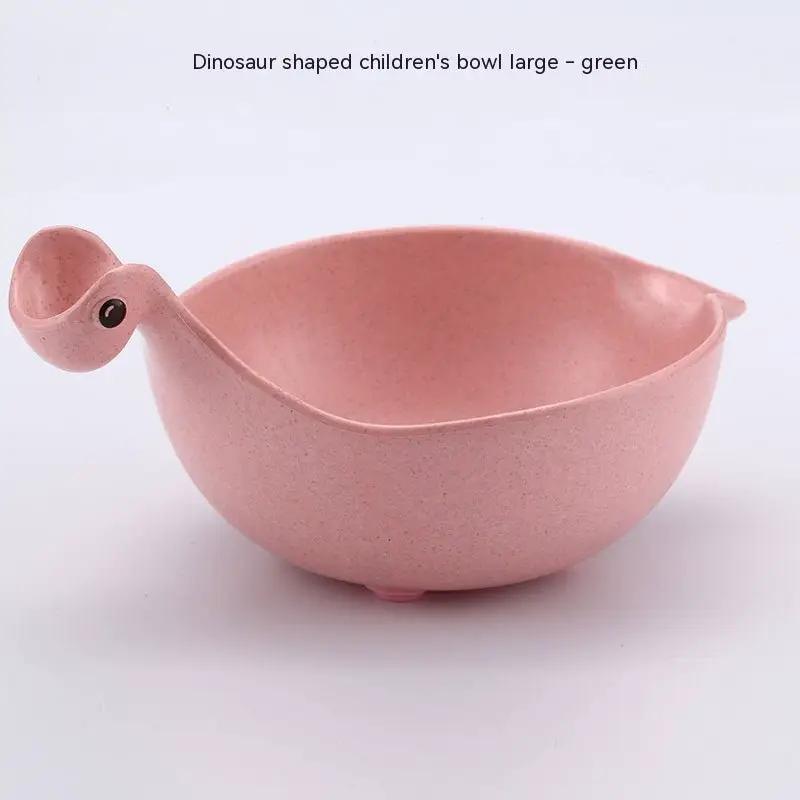 Eco Friendly Wheat Straw Dinosaur Bowls for Babies Cute Tiny Dinosaur Shaped Bowls Non Slip Base Lightweight by null