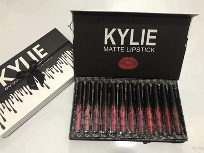 12 Piece Bow Lip Gloss Set With Liquid Lipsticks For Bold Evening Or Soft Daytime Looks by null