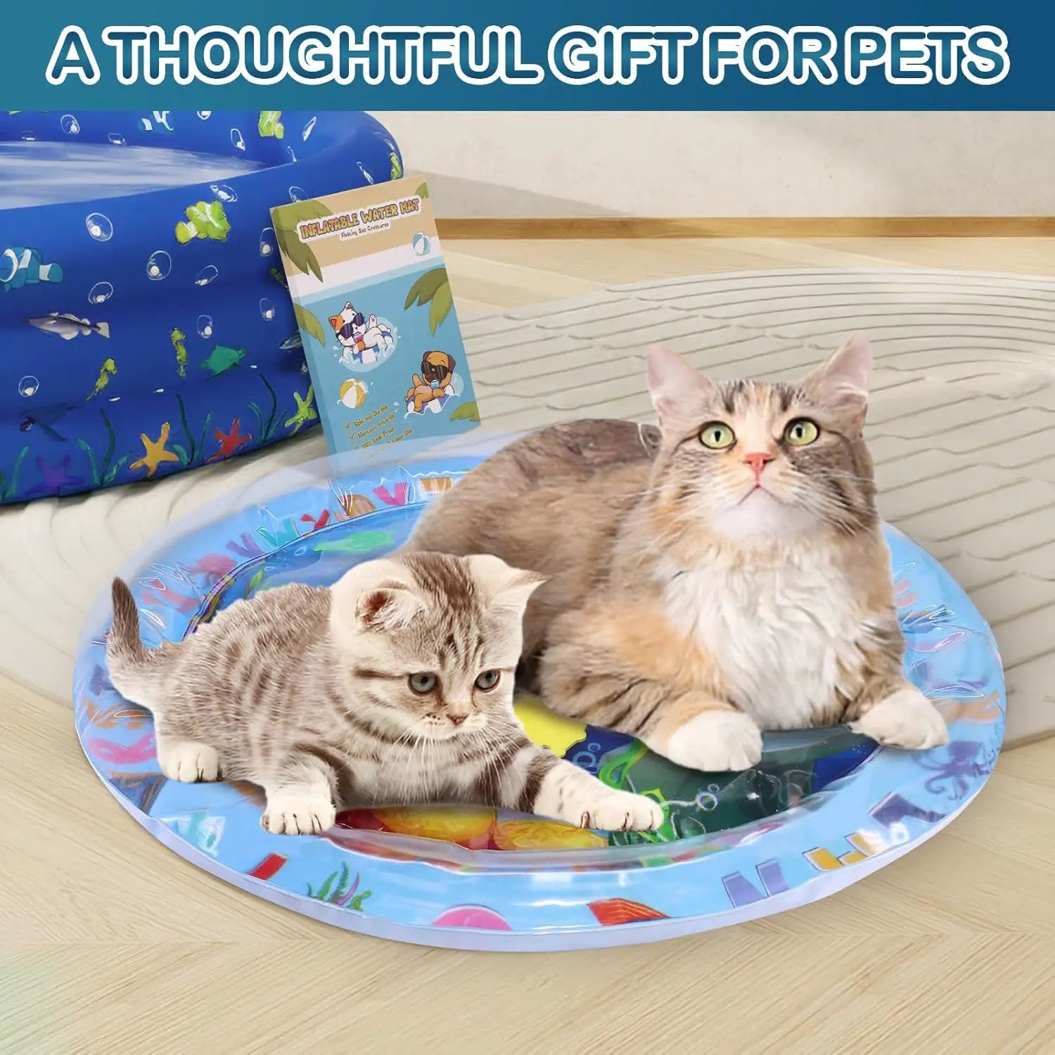 Water Sensory Play Mat For Cats Upgraded Thickened Self Play Mat For Interactive Pet Toys Indoor Outdoor Exercise by null