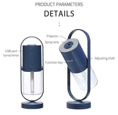 USB ultrasonic mini air humidifier with projection night light for home and office