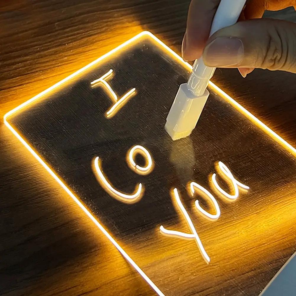 Creative Note Board Creative Led Night Light USB Message Board Holiday Light With Pen Gift For Children Girlfriend Decoration Night Lamp by null
