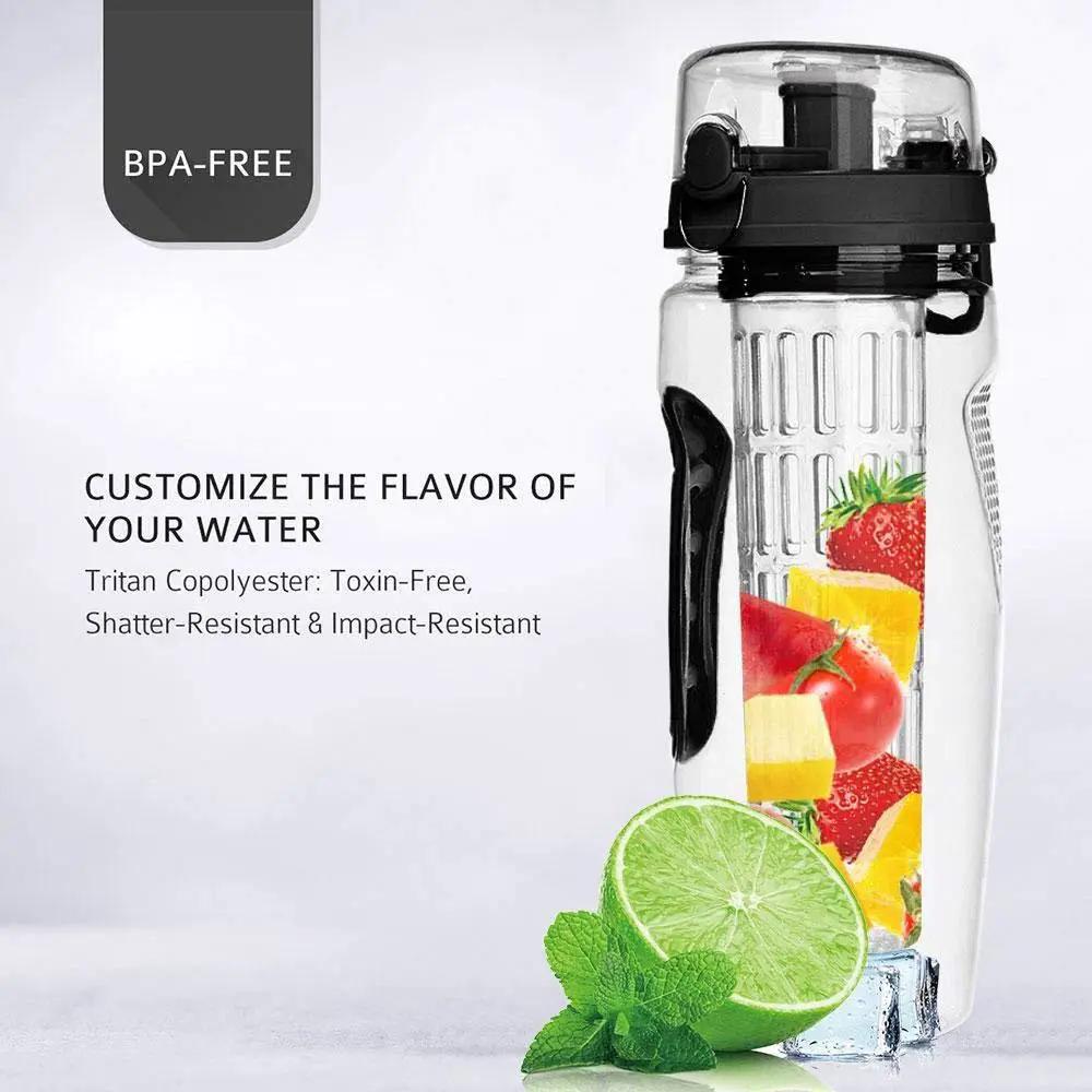 32 Oz Fruit Infuser Water Bottle BPA Free Eastman Tritan Leakproof Sports Bottle With Infuser Cup by null