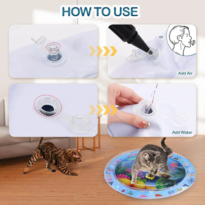 Water Sensory Play Mat For Cats Upgraded Thickened Self Play Mat For Interactive Pet Toys Indoor Outdoor Exercise by null
