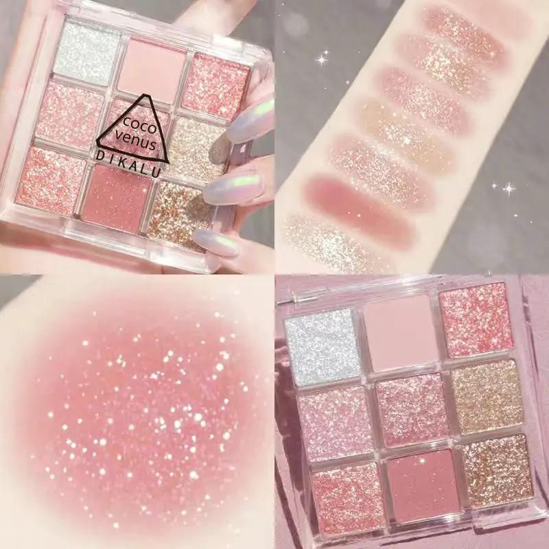 Nine Color Clear Acrylic Eyeshadow Palette With Transparent Nine Square Layout For Effortless Day To Night Looks by null