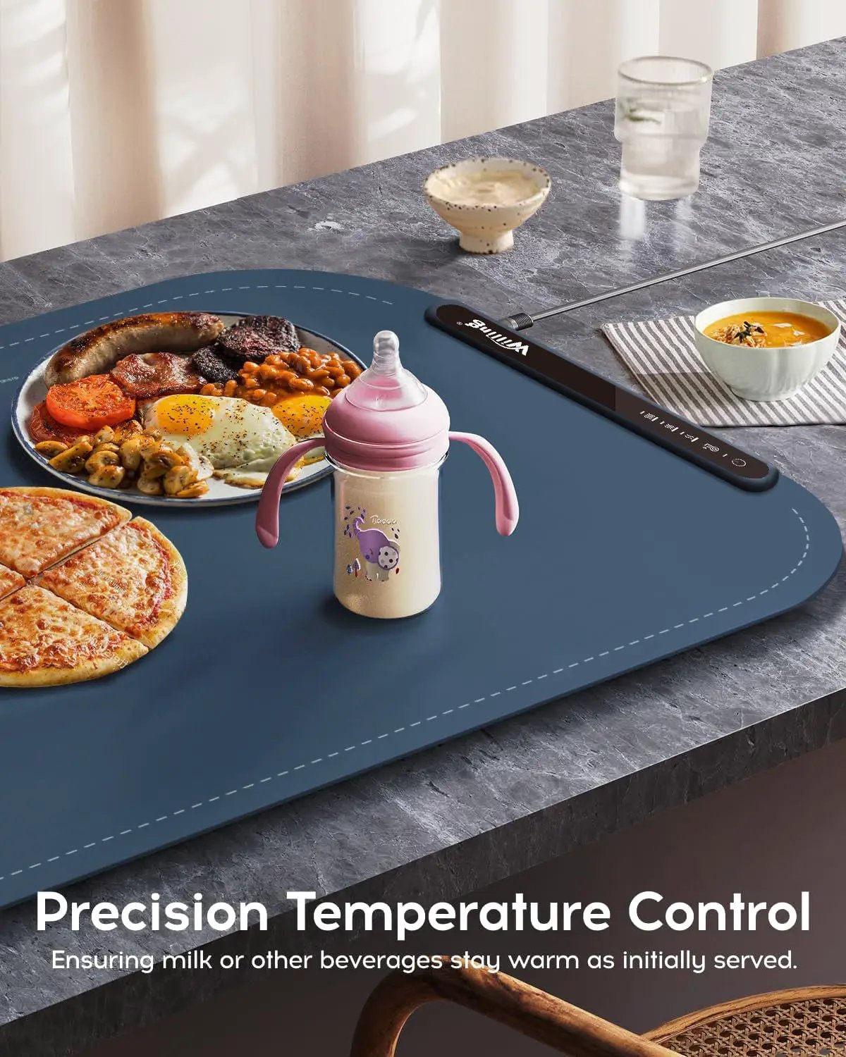Willing 250W Food Warming Mat With 3 Temperature Settings Warmer For Stainless Steel Ceramic Glass Enamelware Navy Blue by null