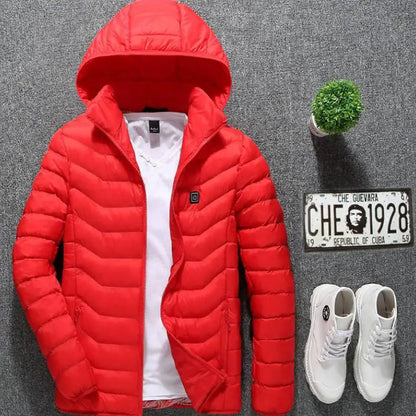 Winter Heated Jacket USB Electric Cotton Coat Zip-up Heater Thermal Clothing Heating Vest For Men by null