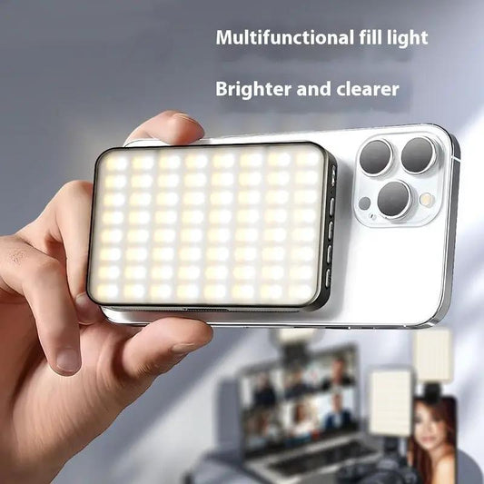 Magnetic LED Fill Light For Camera And Phone Three Color Temperature 3000K To 6500K 4W 2000mAh Battery Black by null