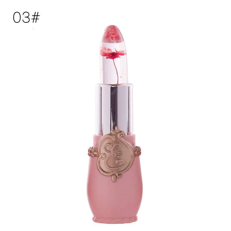 Temperature Change Lipstick With Transparent Jelly Flower Dried Flower Design Waterproof Long Lasting Color by null