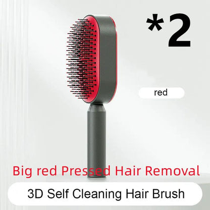 Self Cleaning Hair Brush For Women One-key Cleaning Hair Loss Airbag Massage Scalp Comb Anti-Static Hairbrush by null
