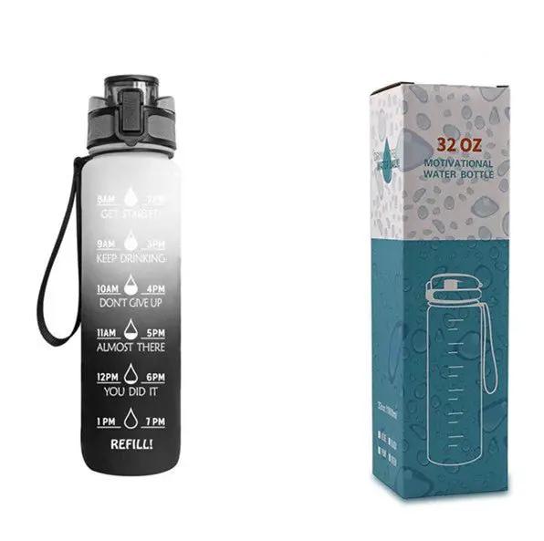 Leakproof 1L Tritan Water Bottle with Time Marker - Cycling Motivational Sports Fitness Cup by null