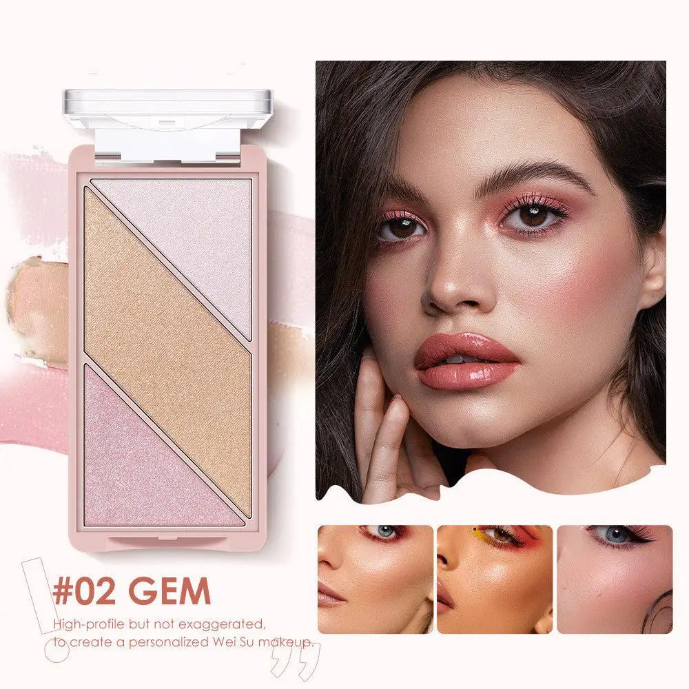 3 In 1 Contouring Palette With Multi Use Shadows And Blush For On The Go Makeup Essentials by null