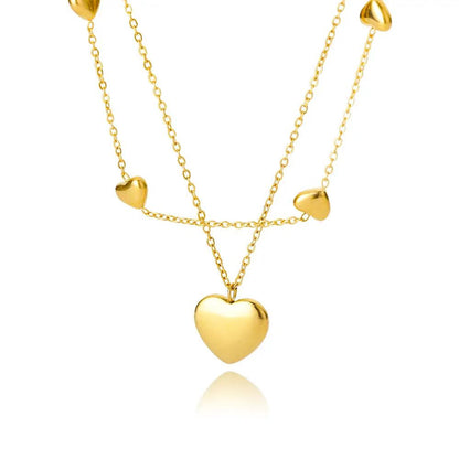 Fashion Jewelry Multilayer Heart Pendant Necklaces For Women Stainless Steel Chain Choker Zircon Moon Star Necklace Femme Wedding Jewelry Gift by Zeny Home & Beauty