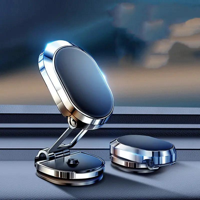 Folding Magnetic Metal Car Phone Holder With Adjustable Arms For Dashboard And Windshield by null