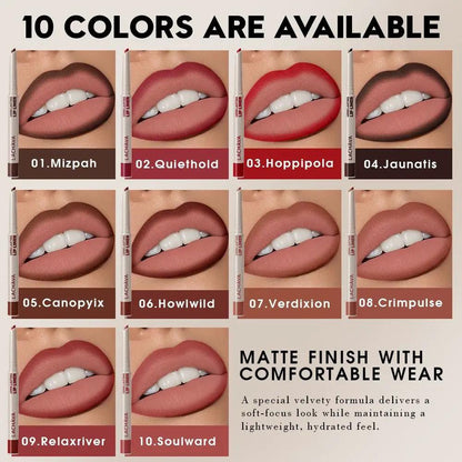 10 Color Long Lasting Lip Liner And Lip Color Set Waterproof For Precise Definition And Color Correction by null