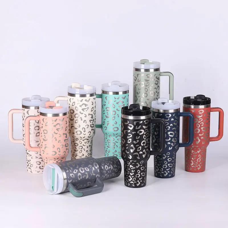 40 Oz Stainless Steel Insulated Tumbler With Handle Travel Coffee Cup For Office And Gym by null