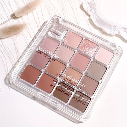16 Color Eyeshadow Palette With Matte Pearly And Fine Shimmer Finishes Low Saturation For Day And Night Creative Looks by null
